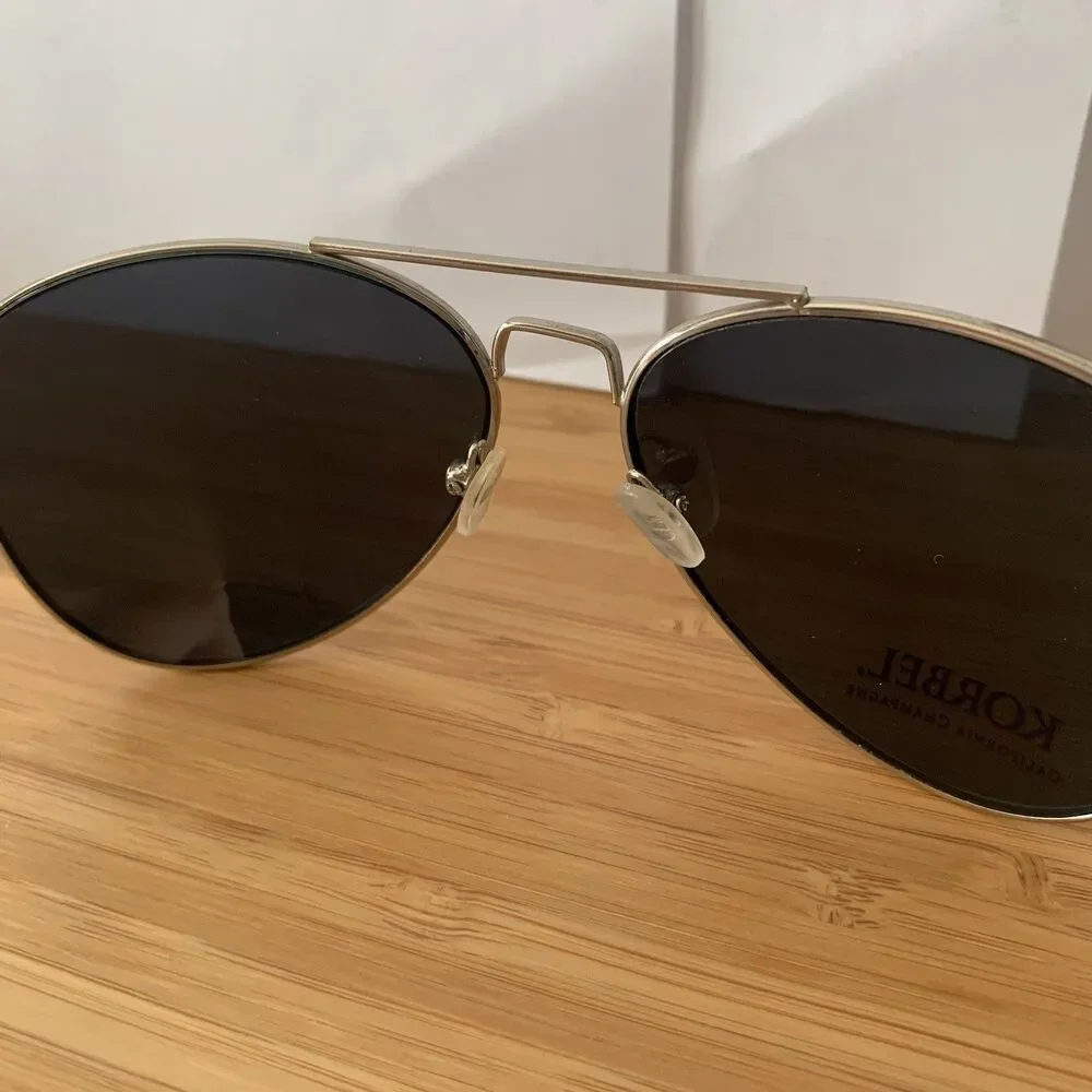 Korbel Champagne Aviator Sunglasses Unisex Black Metal Frame